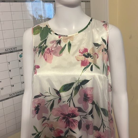 Spense Sleeveless Embroidered Overlay Bow Tie Spring Floral Sheath Dress Size M - Picture 2 of 13